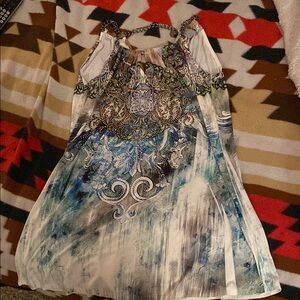 Elegant Blue and White Women's Dress